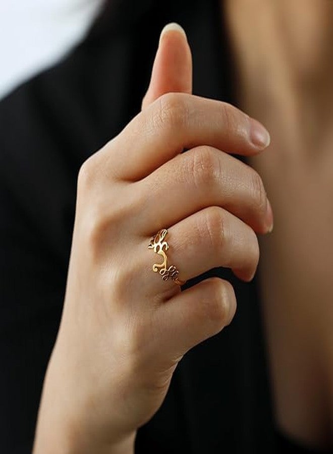 UNIFT Lotus Flower Om Ring For Women Stainless Steel Dainty Om Aum Ohm Symbol Ring Yoga Jewelry Inspirational Gift (8, gold) - Image 3